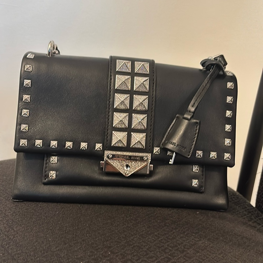 Michael Kors black studded satchel